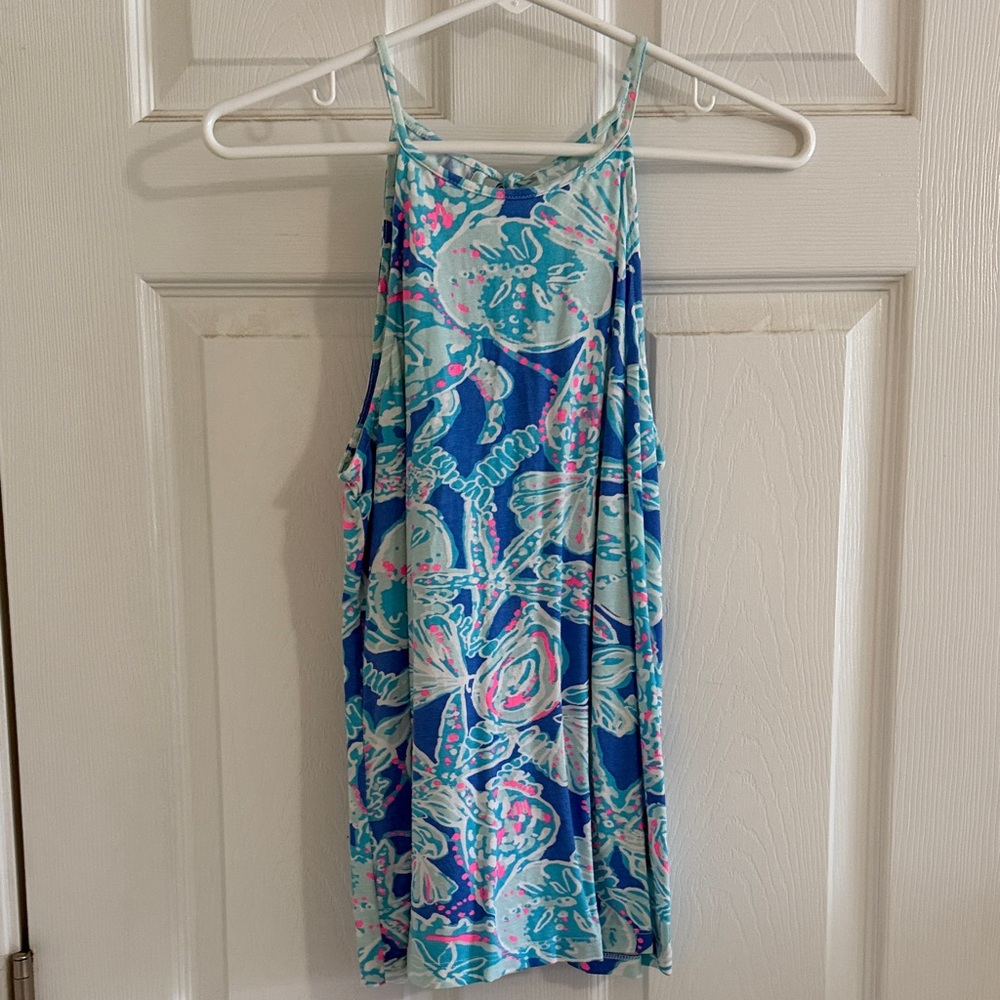 Lilly Pulitzer Blue and Pink Floral Tank Top